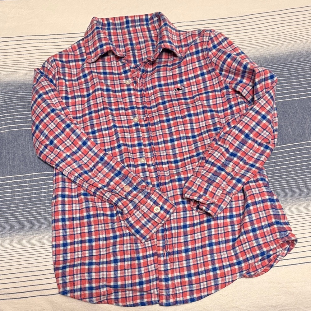Boys Vineyard Vines Plaid Kids Shirt - Red and Blue
